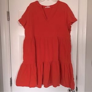 final price LUCKY BRAND Coral tiered dress size 1X